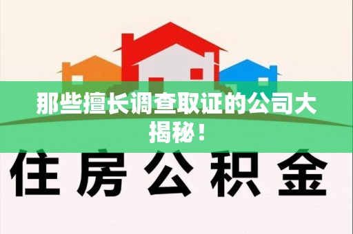 建瓯那些擅长调查取证的公司大揭秘！