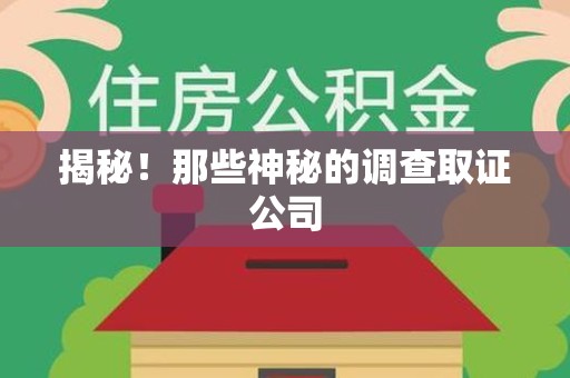 建瓯揭秘！那些神秘的调查取证公司