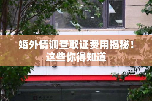 建瓯婚外情调查取证费用揭秘！这些你得知道