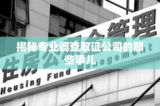 建瓯揭秘专业调查取证公司的那些事儿