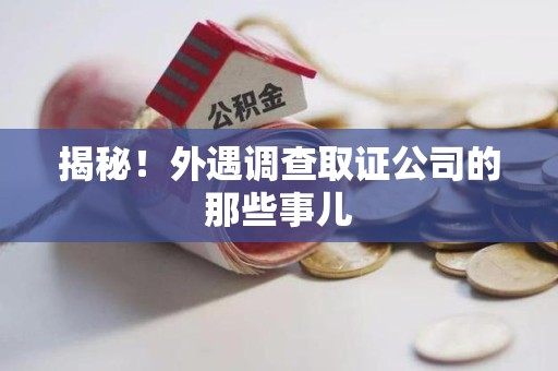 建瓯揭秘！外遇调查取证公司的那些事儿